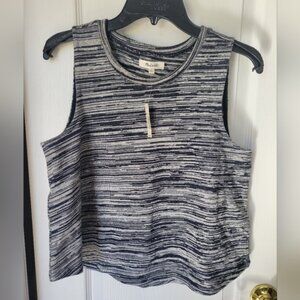 NWT Madewell Marty Spacedye Knit Tank Navy Blue and White Size Medium